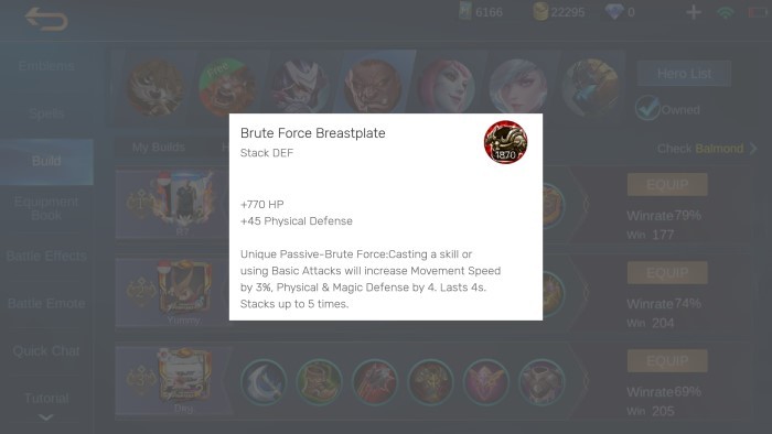 Build Balmond Mobile Legends Brute Force Breastplate