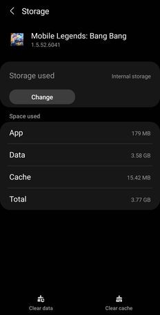 Mobile Legends Storage Usage